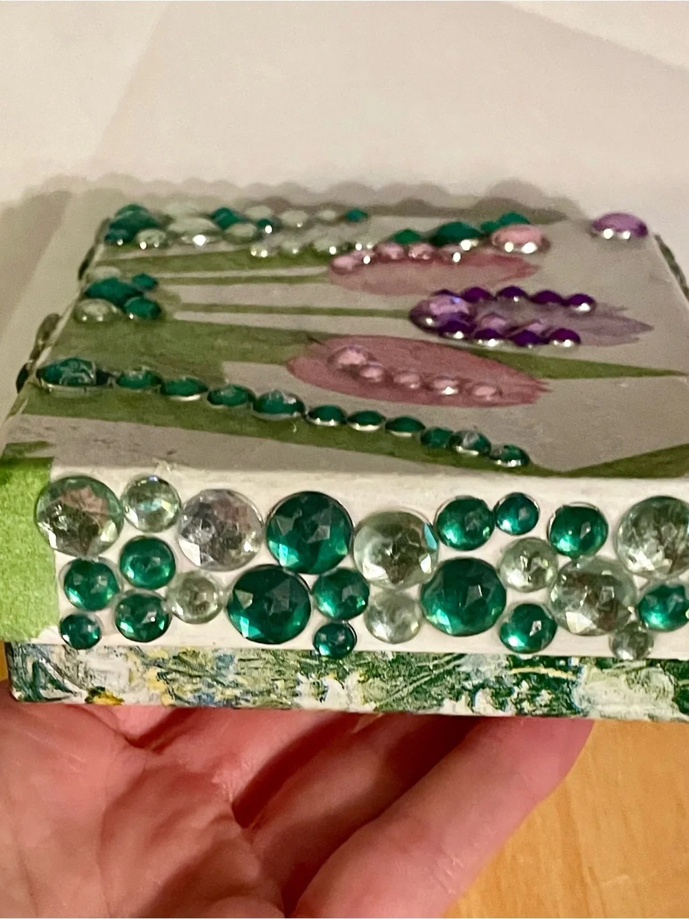 Handcrafted Tulip Decorative Trinket Box with Gem Accents